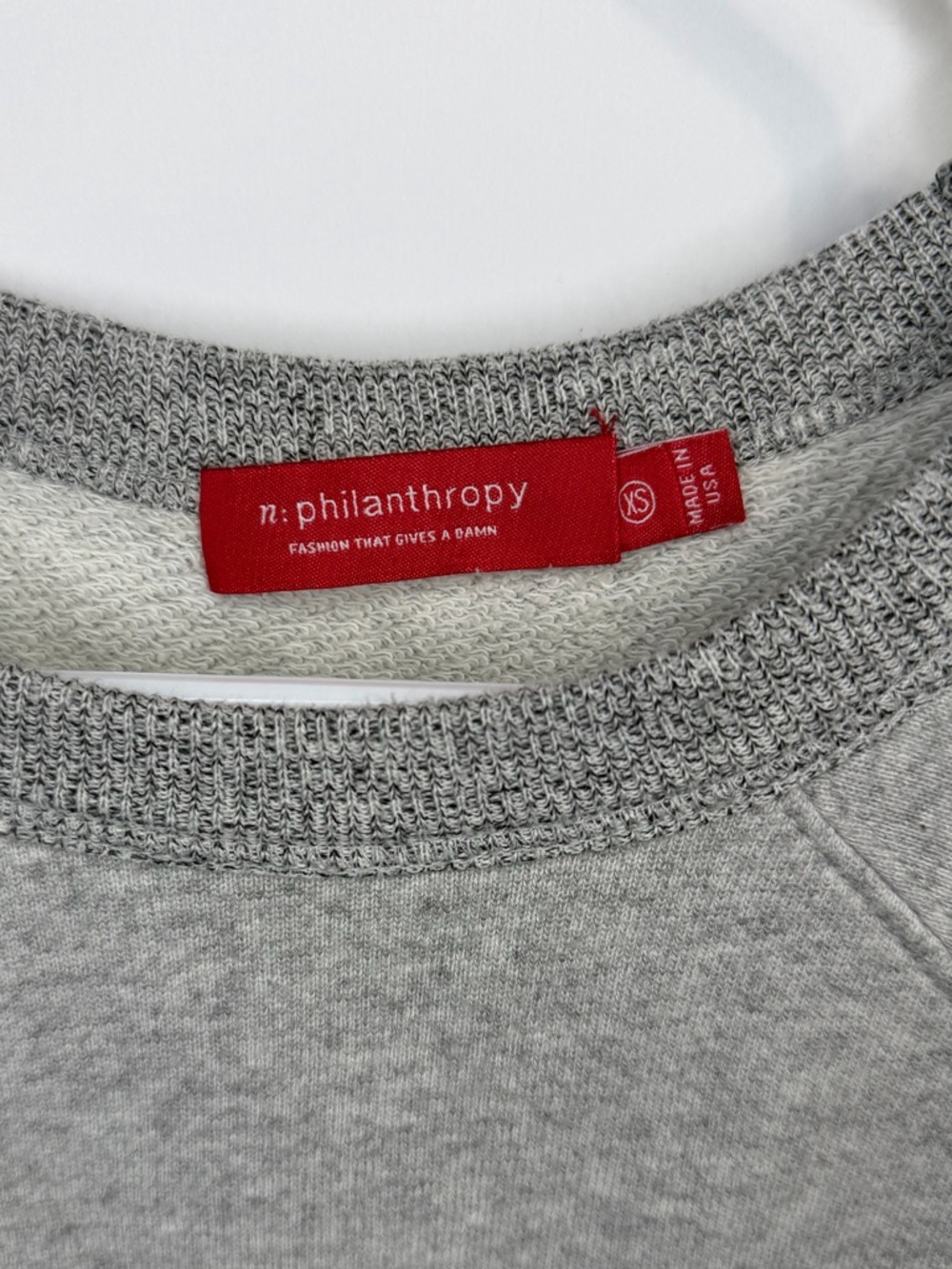 n:PHILANTHROPY Colby Crewneck Sweatshirt Heather French Terry Gray Size XS - Picture 5 of 10